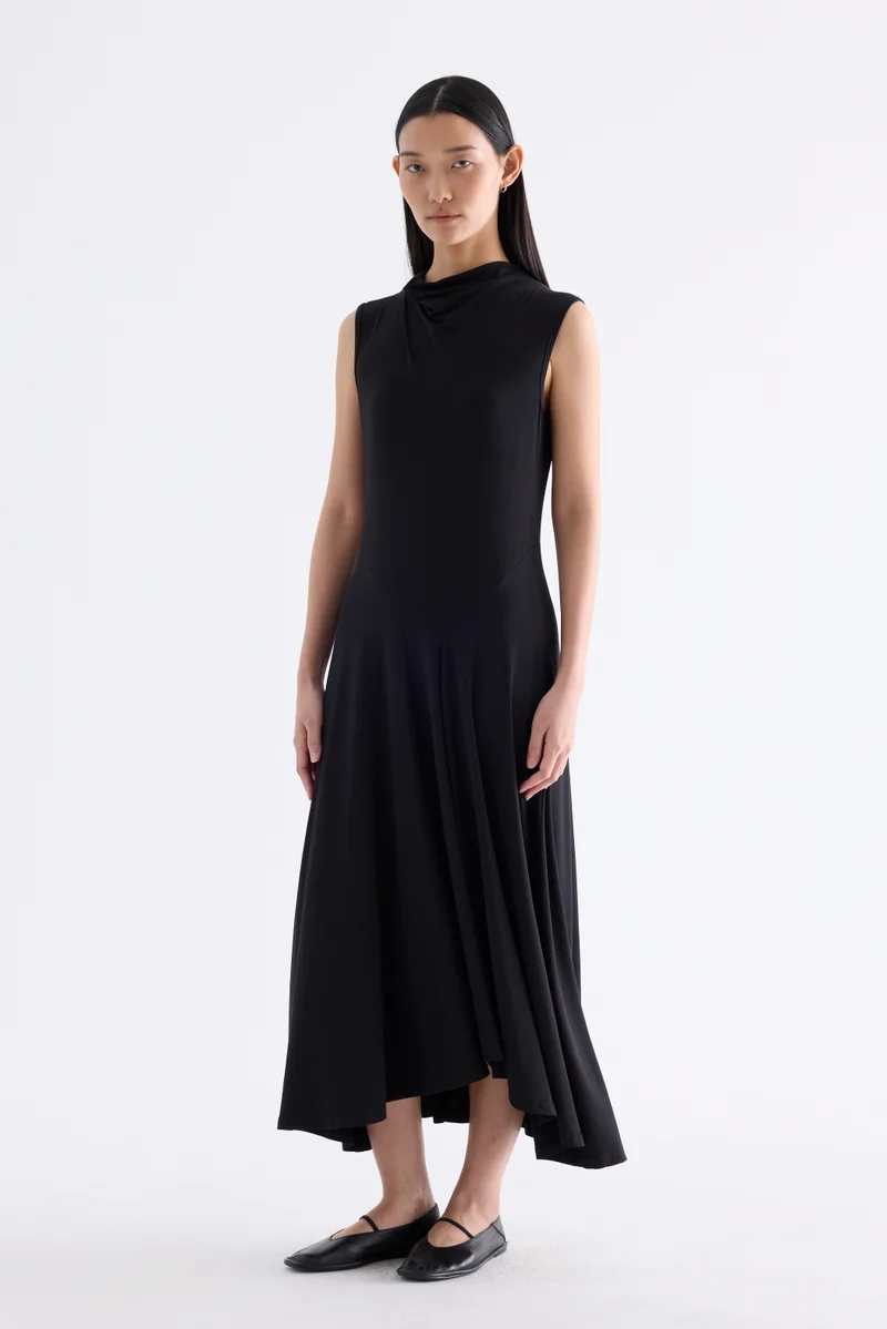 The Editor's Market  Irica Drape-Neck Asymmetrical Dress for Women | Best Price UAE