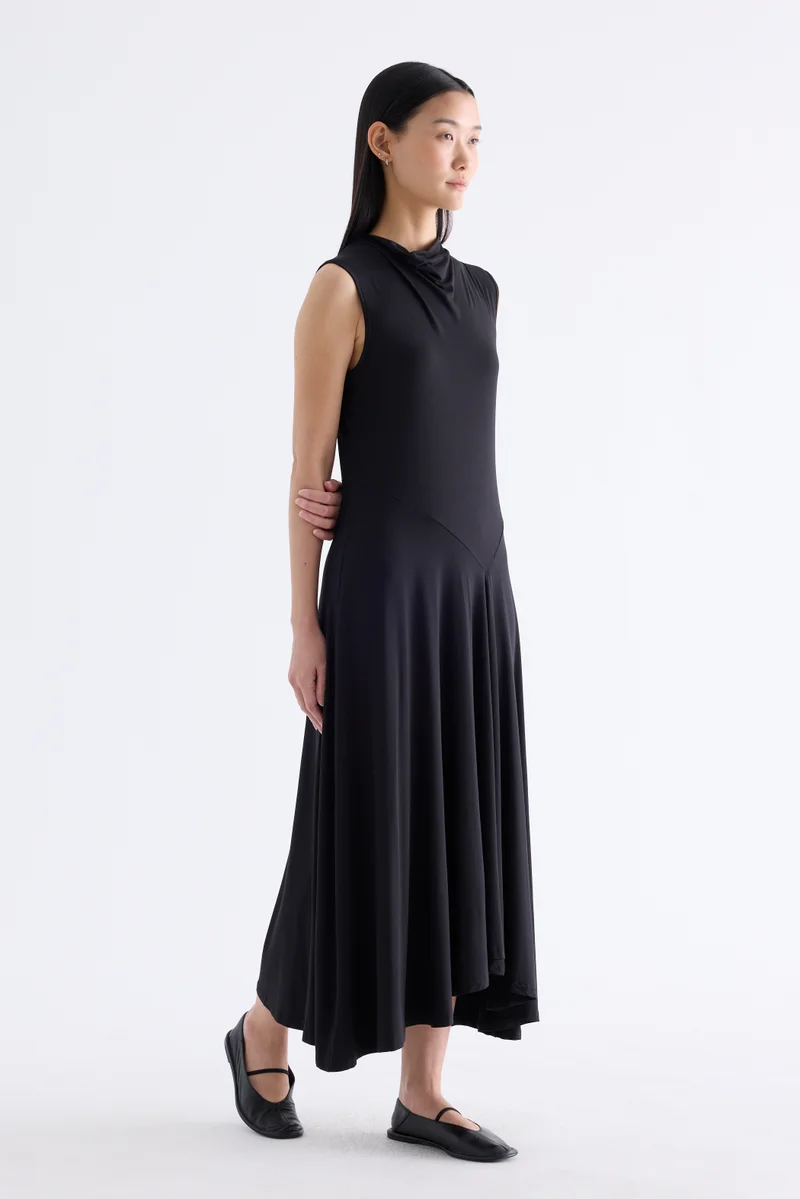 The Editor's Market  Irica Drape-Neck Asymmetrical Dress for Women | Best Price UAE