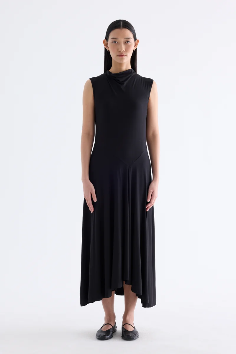 The Editor's Market  Irica Drape-Neck Asymmetrical Dress for Women | Best Price UAE