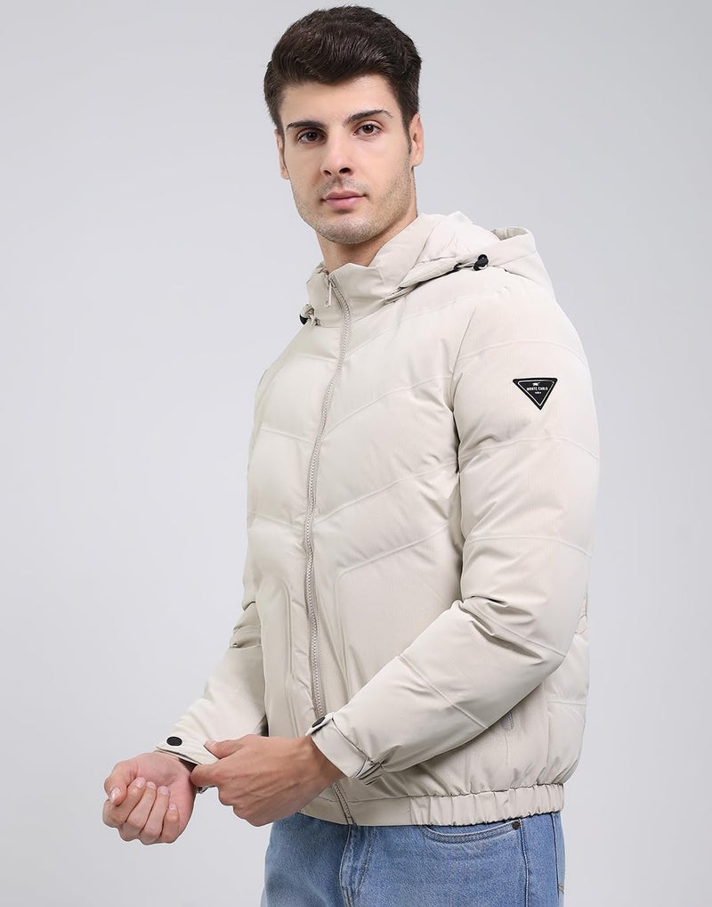 Monte Carlo Men Regular Fit Solid Hooded Neck Side Pocket Zipper Closure Full Sleeve Winter Jacket | Full Sleeve Zipper Jacket | Winter Wear For Men Cream 3XL_P1 - Image 2