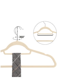 ALMUFARREJ 100 Pieces Beige Velvet Non-Slip Hangers  - Image 4