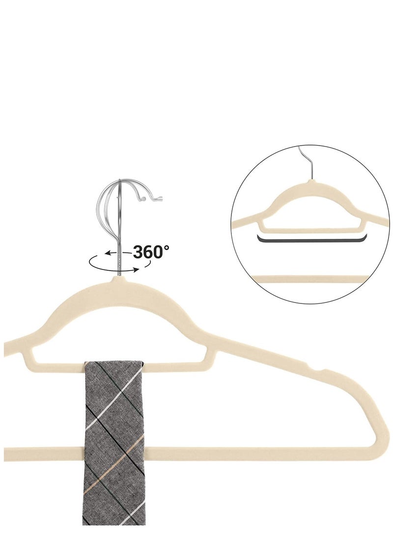 ALMUFARREJ - 100 Pieces Beige Velvet Non-Slip Hangers - Image 1