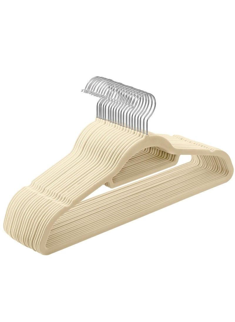 ALMUFARREJ - 100 Pieces Beige Velvet Non-Slip Hangers - Image 1