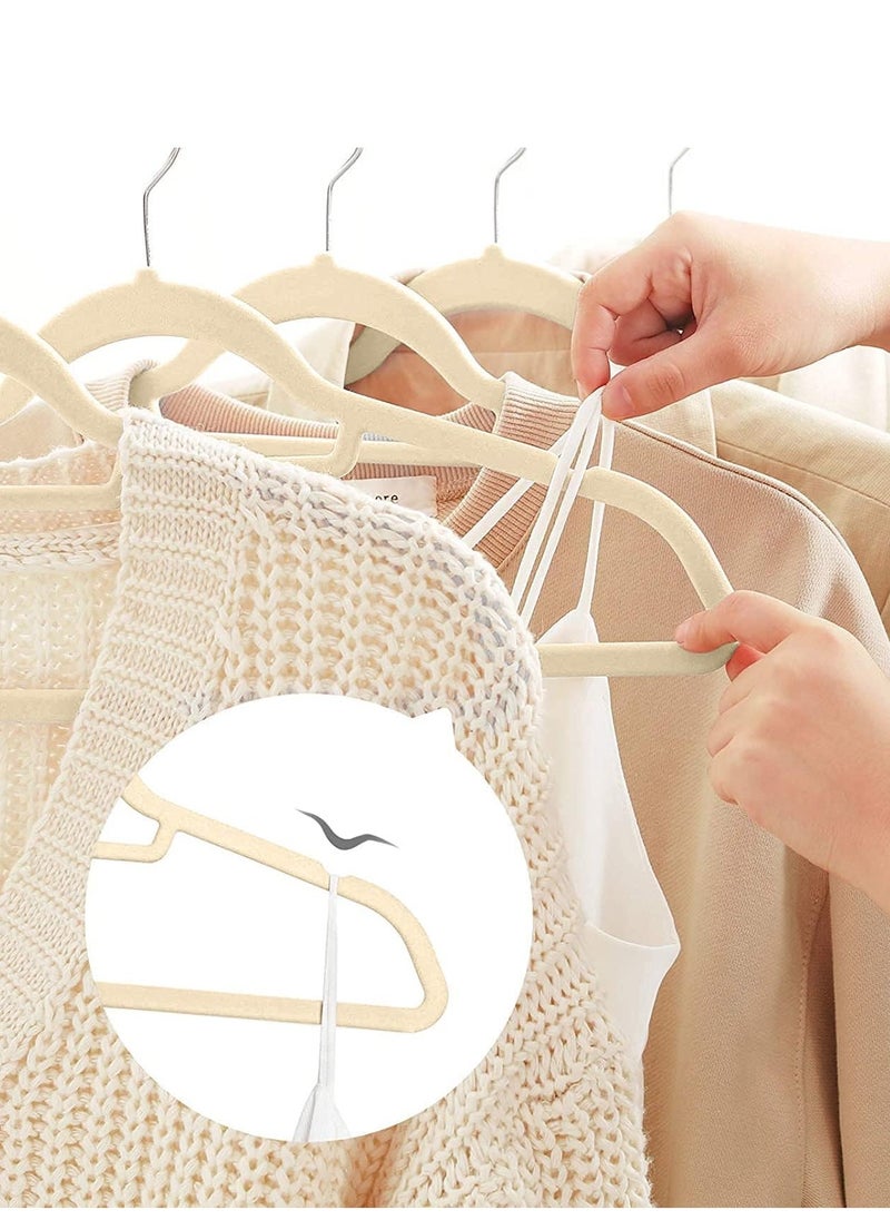 ALMUFARREJ - 100 Pieces Beige Velvet Non-Slip Hangers - Image 1