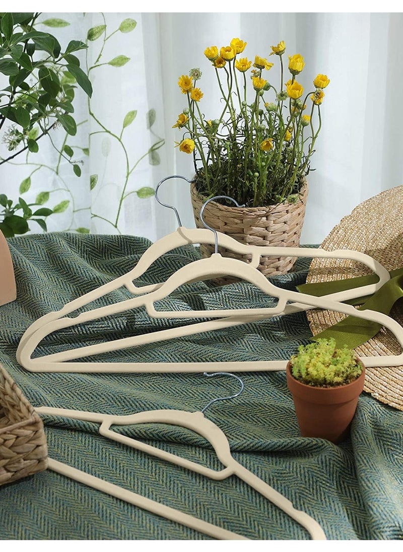 ALMUFARREJ - 100 Pieces Beige Velvet Non-Slip Hangers - Image 1