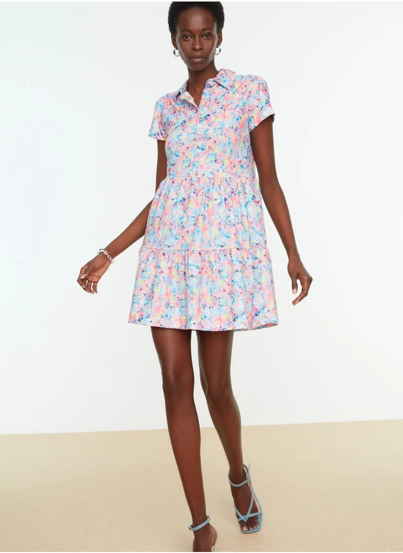 trendyol Floral Print Knitted Dress