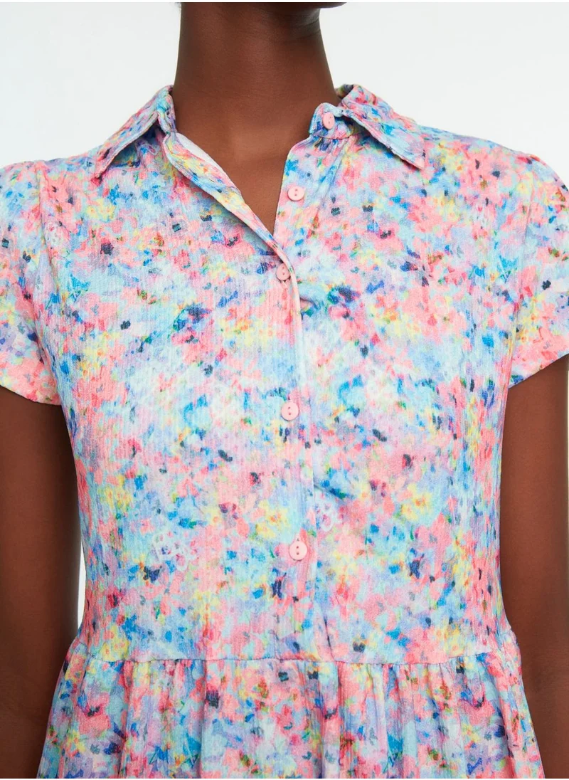 trendyol Floral Print Knitted Dress