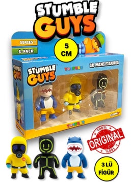 Toyfest Stumble Guys Series 1 - 3D Mini 3 Figure Set - 3 Pieces Megalodon Hazmat Nbc Glowman - 5 cm  - Image 1
