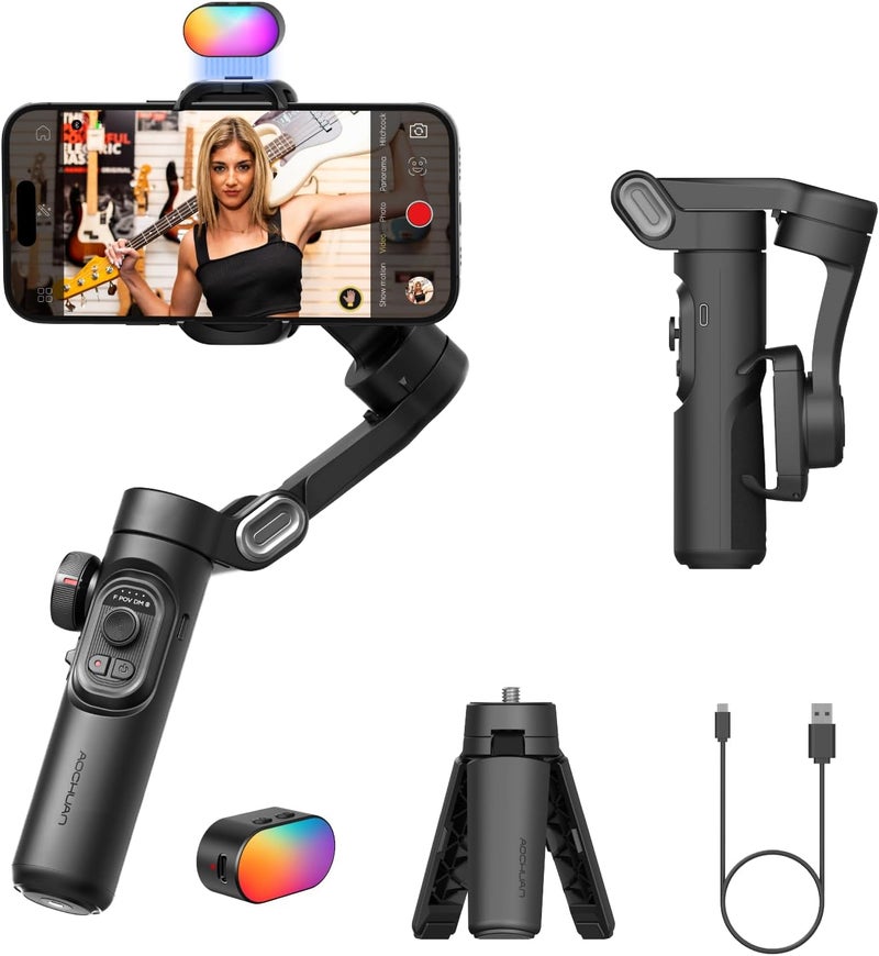 AOCHUAN Smart XE Gimbal Stabilizer for Smartphones with Magnetic Fill Light - Image 1