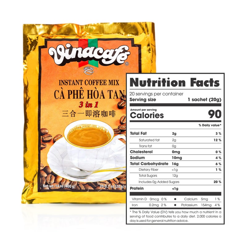 Vinacafe Instant Coffee Mix 3 in 1 (Pack of 2 | 20 Sachets Per Bag) - Image 2