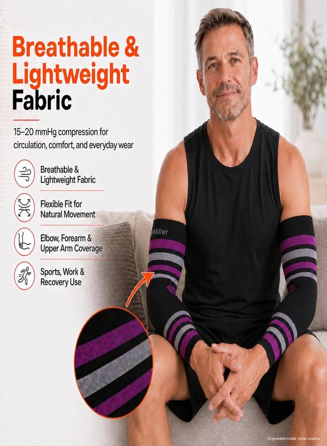 Doc Miller Compression Arm Sleeves 15-20 mmHg for Men and Women, Lymphedema, Swelling and Circulation Support, Pain Relief, Elbow, Forearm and Upper Arm Coverage, UV Protection, Sports & Recovery - Image 5