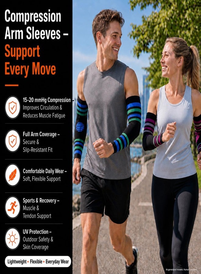 Doc Miller Compression Arm Sleeves 15-20 mmHg for Men and Women, Lymphedema, Swelling and Circulation Support, Pain Relief, Elbow, Forearm and Upper Arm Coverage, UV Protection, Sports & Recovery - Image 2