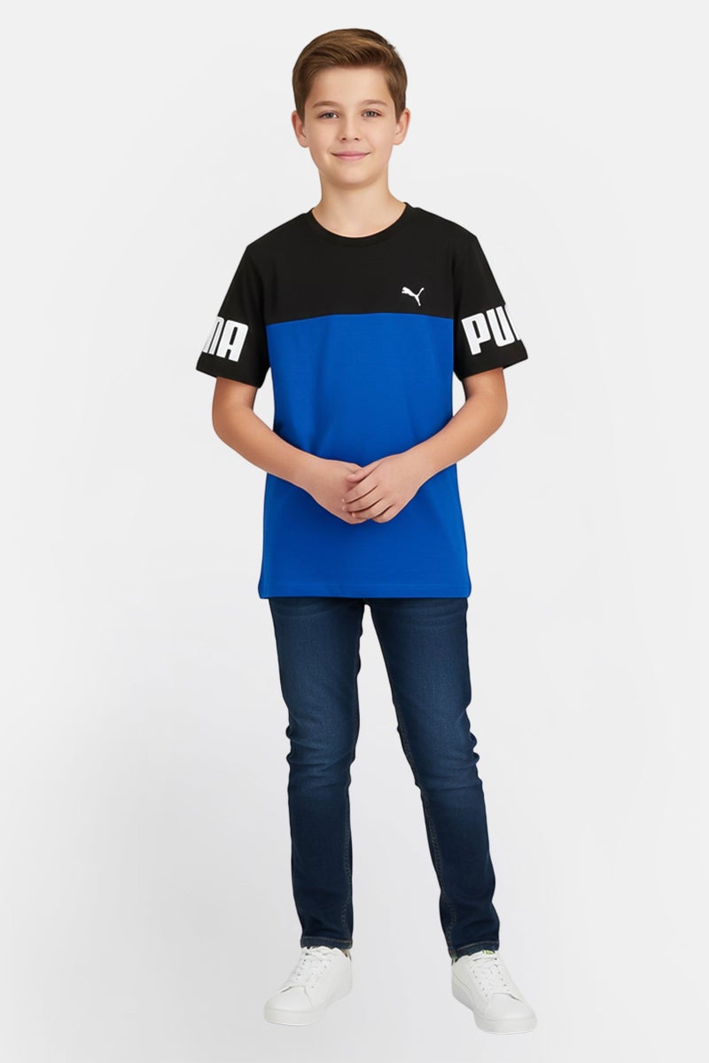 PUMA Kids Boy Sportswear Fit Short Sleeve Outdoor T-Shirt, Blue - Image 1