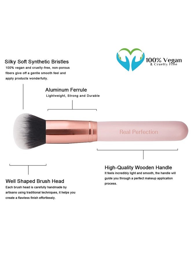 Real Perfection - Real Perfection Makeup Brush Set 16 Pcs with 1 Eyebrow Razor Premium Synthetic Foundation Powder Concealers Eyeshadow Blush Makeup Brushes Make up Brushes Kit (Pink) - Image 1