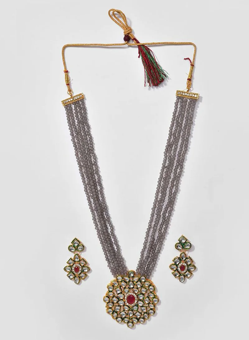 SOHI Gold Plated Designer Stone Necklace Set