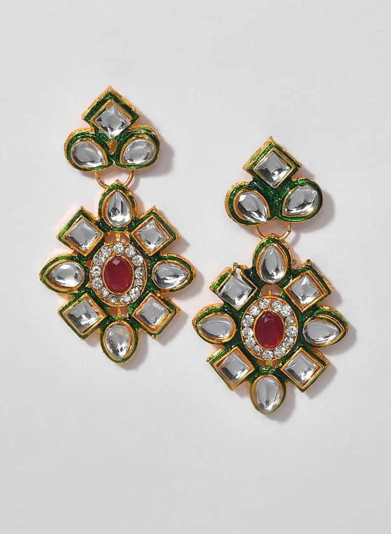 SOHI Gold Plated Designer Stone Necklace Set