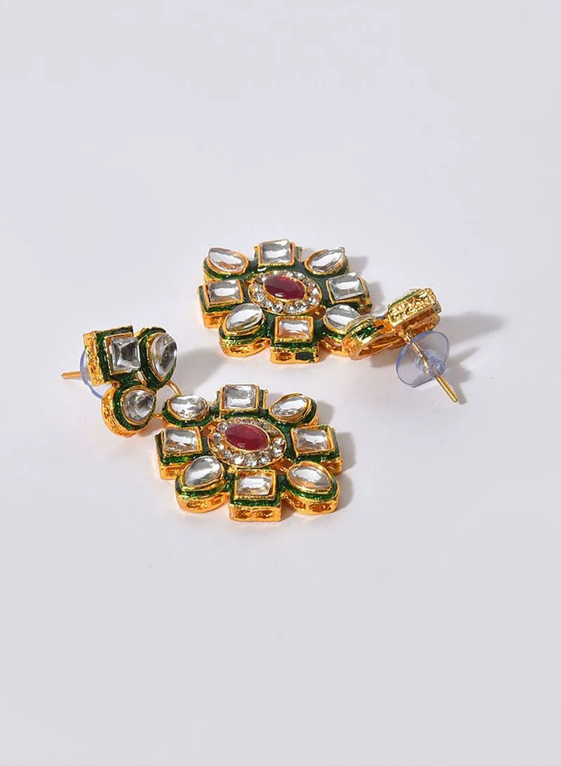 SOHI Gold Plated Designer Stone Necklace Set