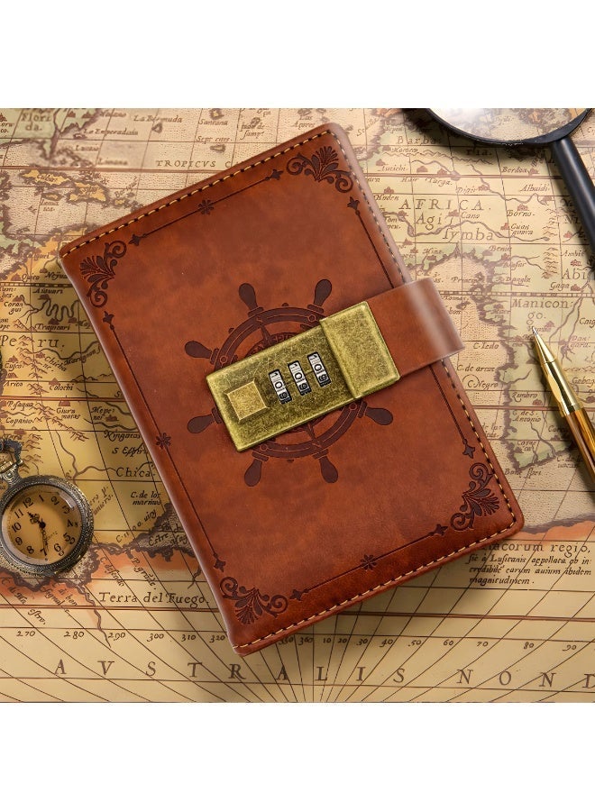 A7 Password Book with Lock Internet Address and Details Organizer Computer Website Logins Hardcover for Home Office Notebook Present Supplies-Retro Style - Image 1