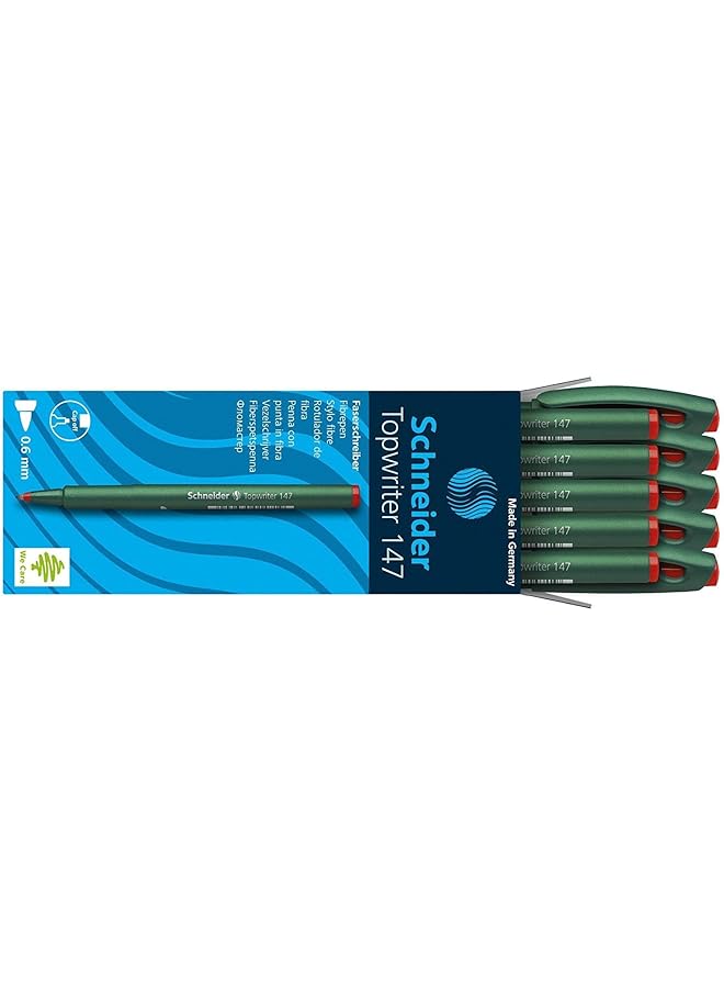 Schneider Topwriter 147 Mint Green Barrel Fiber Pen Red Pack Of 10