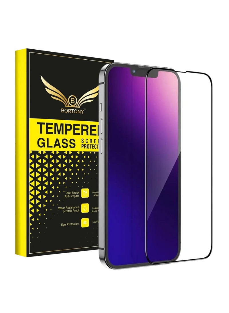 BORTONY Screen Protector For 14/13/13 Pro [6.1 Inch] Compatible with iPhone 14/13/13 Pro Full Coverage 9D Tempered Glass Film For Apple iPhone 14/13/13 Pro Clear/Black - Image 1