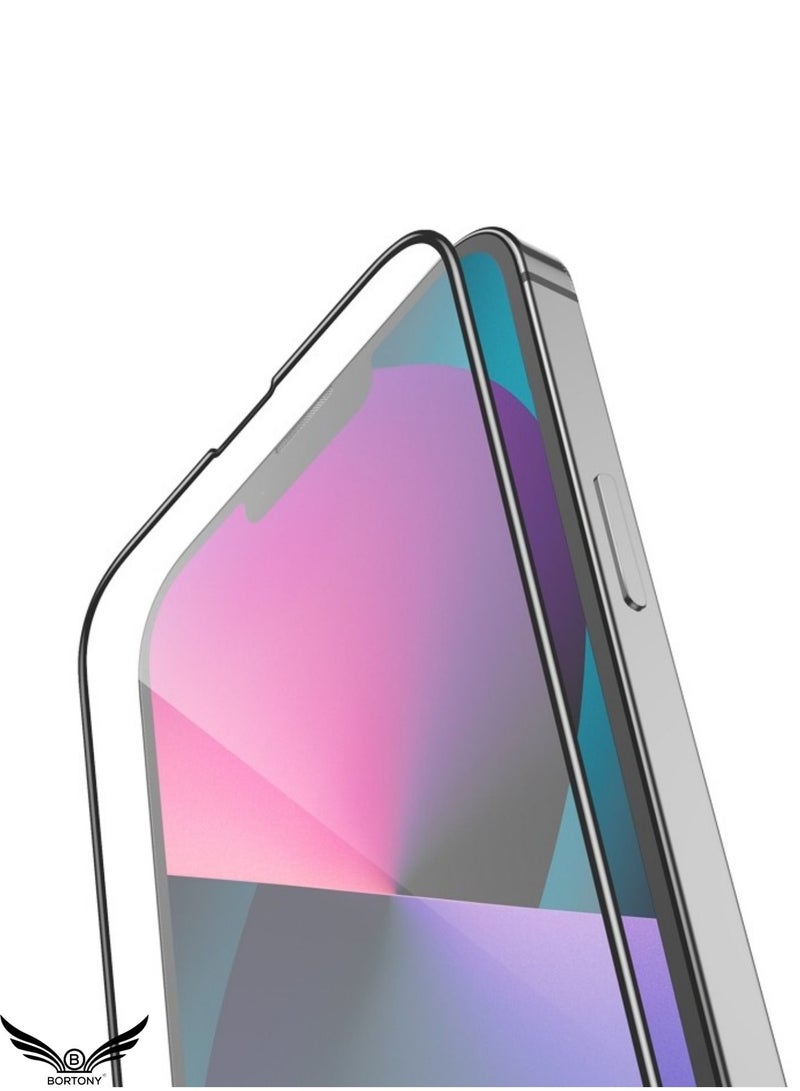 BORTONY Screen Protector For 14/13/13 Pro [6.1 Inch] Compatible with iPhone 14/13/13 Pro Full Coverage 9D Tempered Glass Film For Apple iPhone 14/13/13 Pro Clear/Black - Image 3