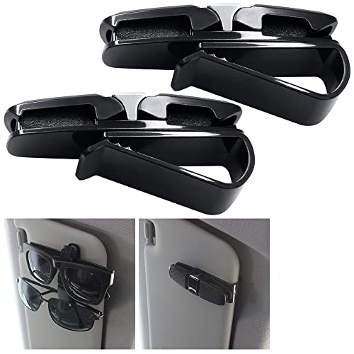 FineGood 2 Pack Glasses Holders for Car Sun Visor, Sunglasses Eyeglasses Mount with Ticket Card Clip - Black - Image 5