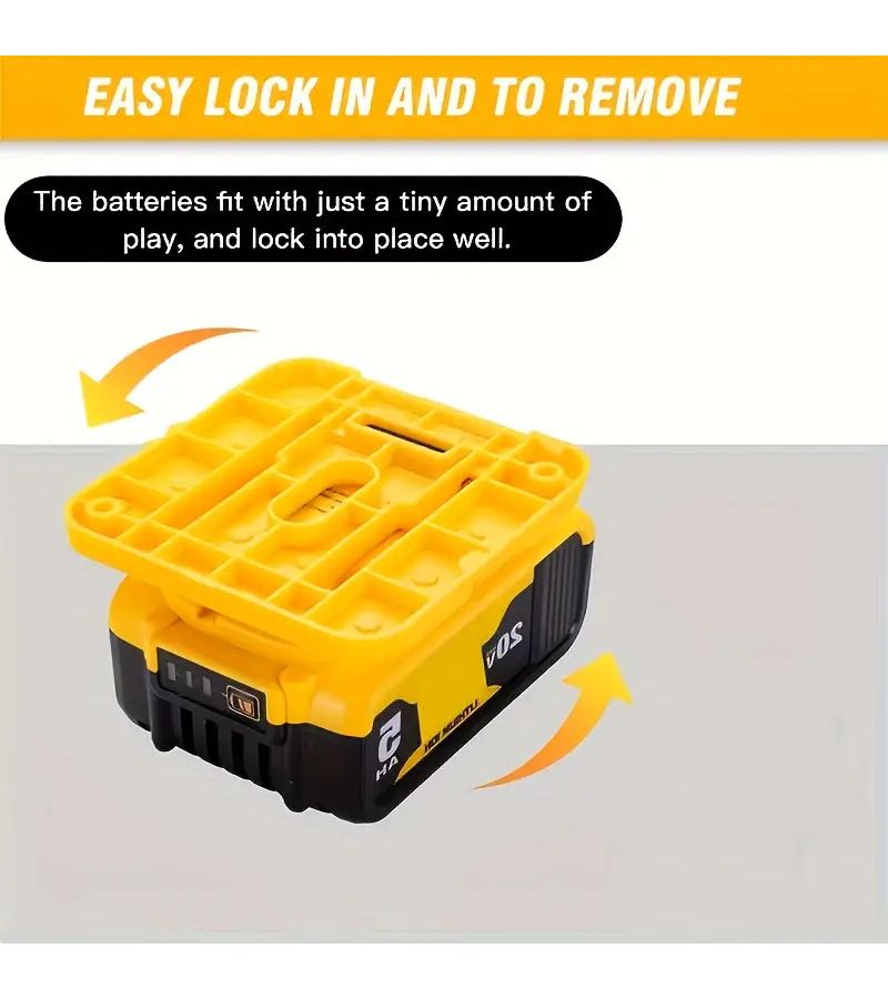 Yellow ABS Wall Mounted Battery Holder 5 Pack for DCB200 Tools Rack - Image 2