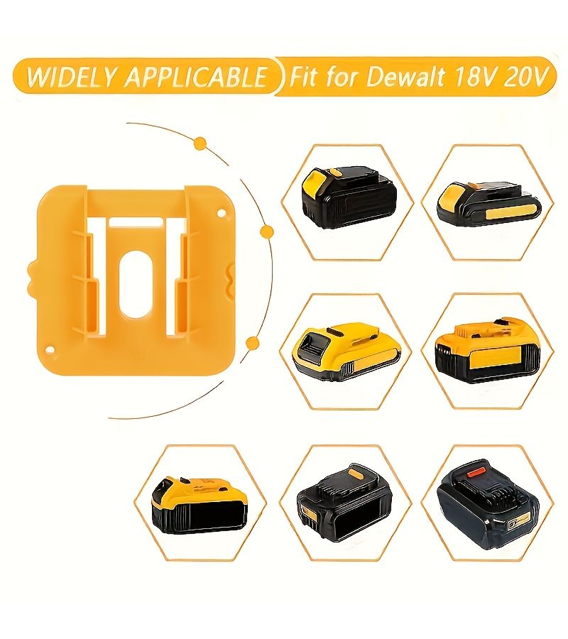 Yellow ABS Wall Mounted Battery Holder 5 Pack for DCB200 Tools Rack - Image 4