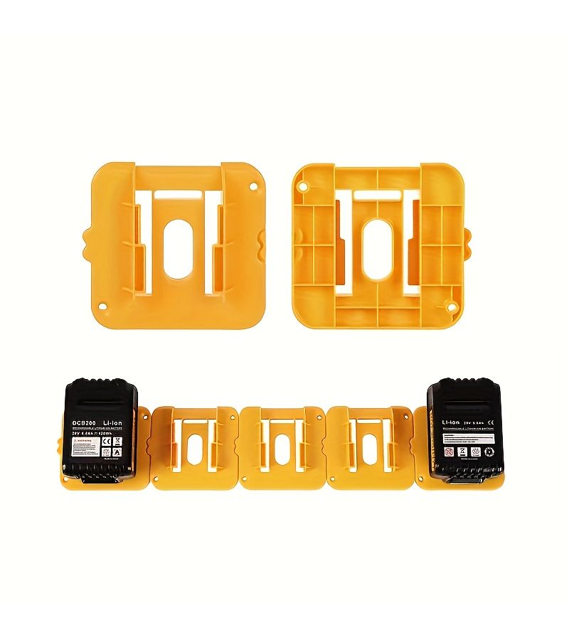 Yellow ABS Wall Mounted Battery Holder 5 Pack for DCB200 Tools Rack - Image 5