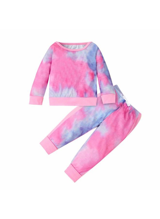 YALLET Toddler Girls Clothes,Baby Girl Fall Outfits Pink Sweatsuit 2 Sets - Image 1