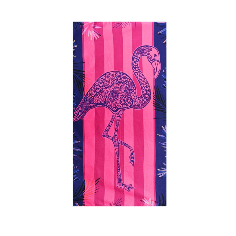 LIVILAN Pink Flamingo Beach Towel, 30" x 60" Soft Microfiber, Quick Dry, Sand Free, Lightweight and Thin, Perfect for Pool, Swim, Bath, Striped Design, Ideal Flamingo Gifts for Girls, Women, Adults - Image 1