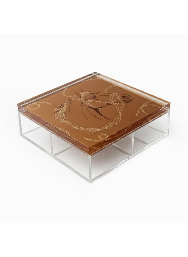 صلصال Fares Havane Brown Nuts & Dates Box - Square Acrylic Box