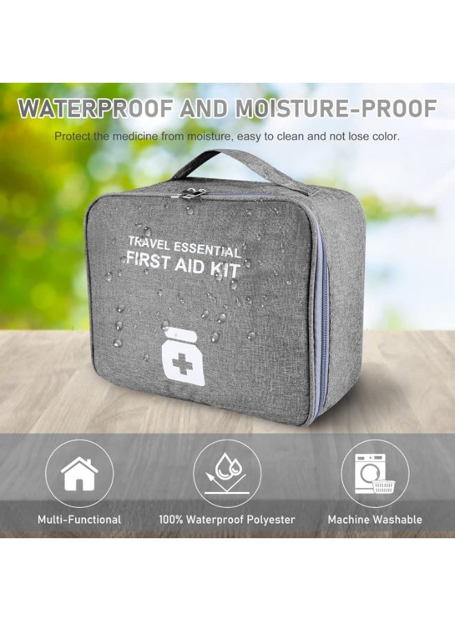 حقيبة إسعافات أولية مقاومة للماء والغبار محمولة مصممة للسفر لحماية عائلتك في أي مكان تتميز بتصميم داخلي منظم- لون رمادي -155 - Image 3