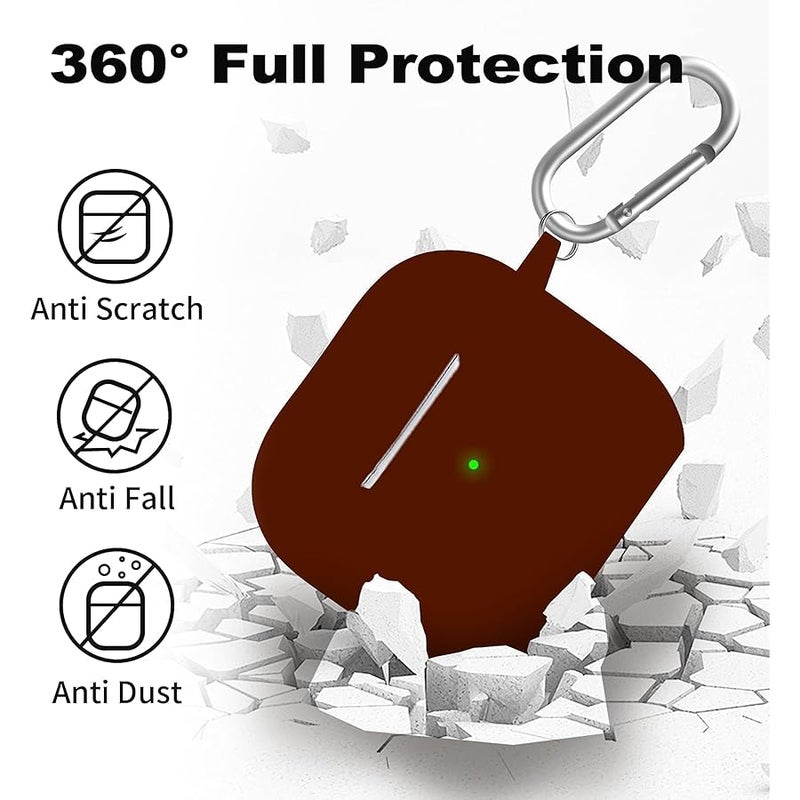 Woyinger for Airpods 4th Case Cover, Come with Cleaner Kit,Soft Skin Silicone Case Cover with Keychain, Front LED Visibl, Full Protective Case，Compatible with AirPods 4th(Wine Red) - Image 3