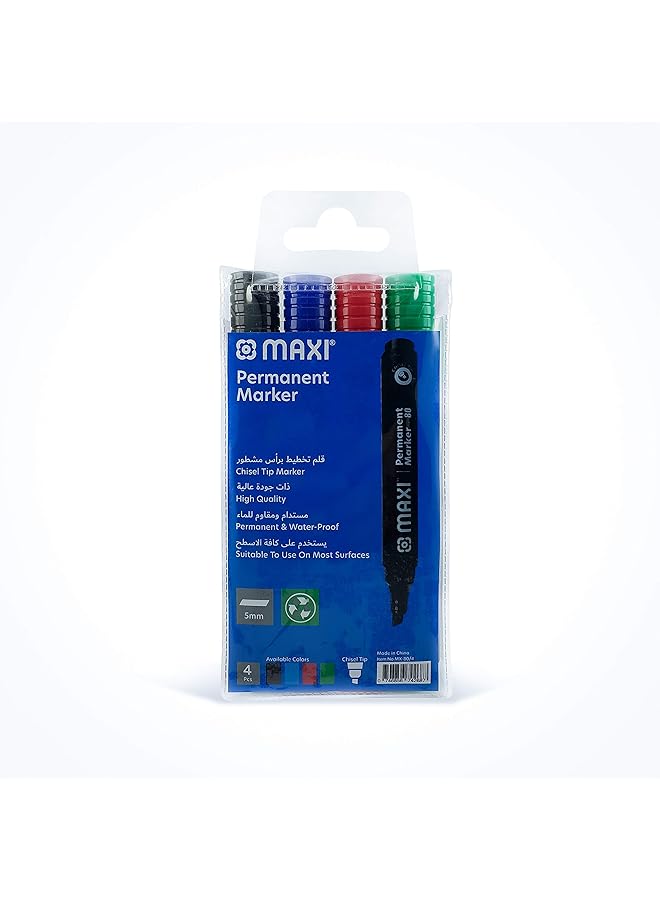Maxi Permanent Marker Chisel Wallet Of 4Pc  - Image 2
