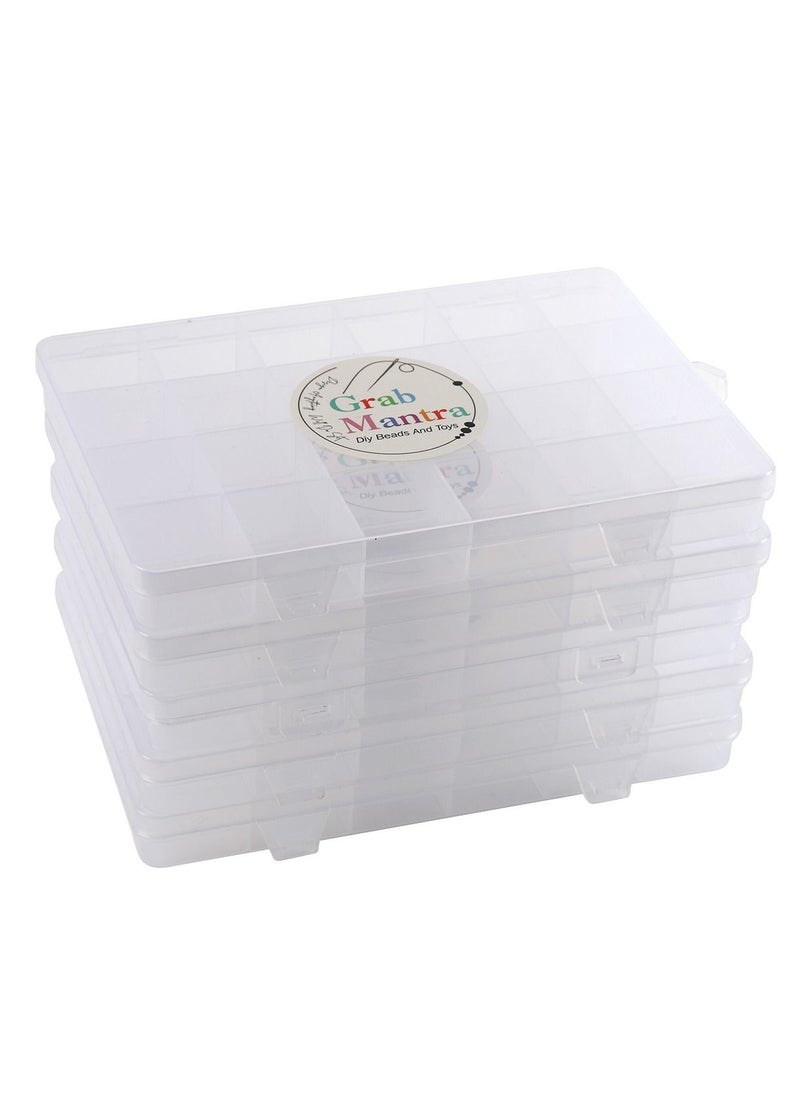 Grab Mantra 4 Pack 24 Grids Plastic Storage Jewelry Organizer Boxes  (4x6)  - Image 2