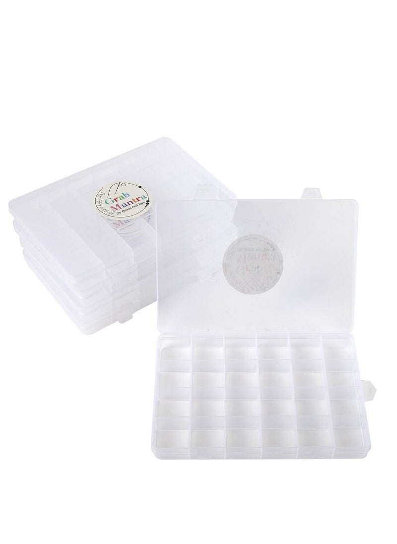 Grab Mantra 4 Pack 24 Grids Plastic Storage Jewelry Organizer Boxes  (4x6)  - Image 1