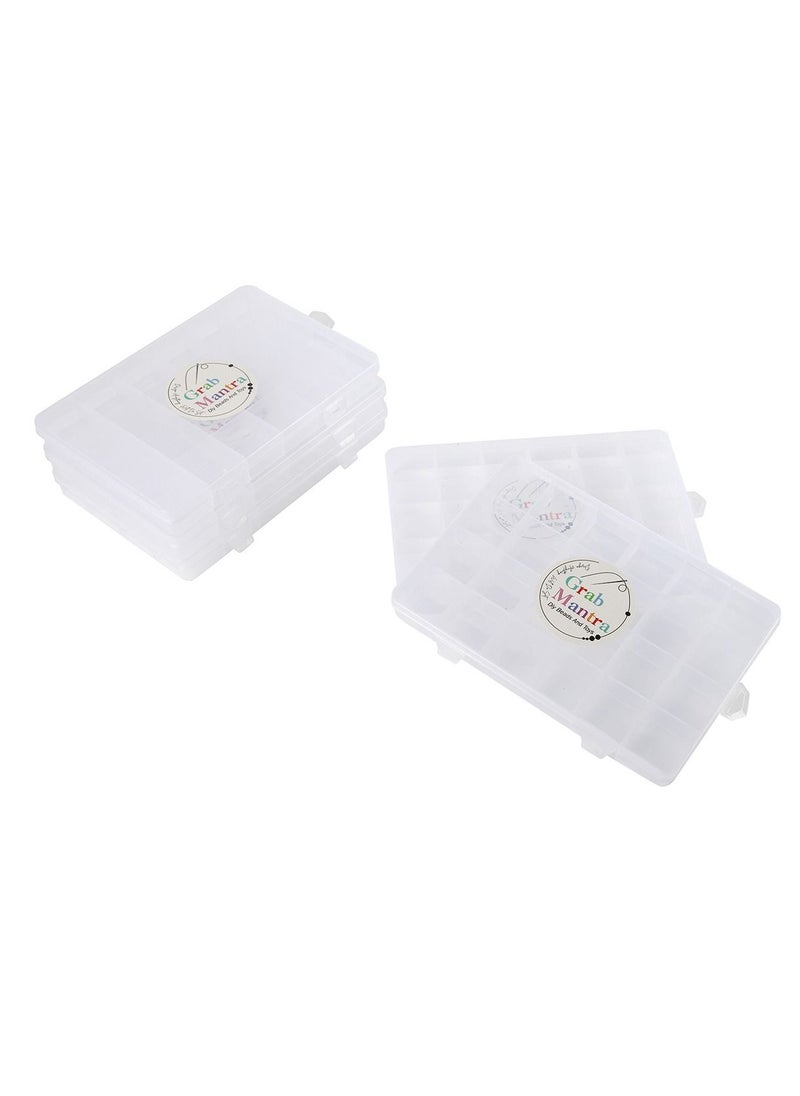 Grab Mantra 4 Pack 24 Grids Plastic Storage Jewelry Organizer Boxes  (4x6)  - Image 3