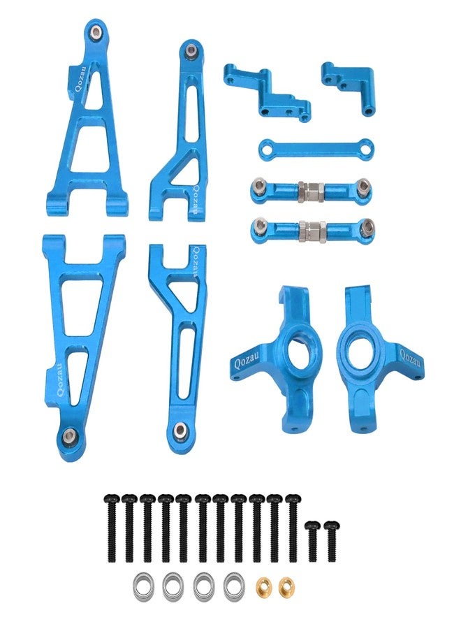 QOZAU 8pcs Aluminum Spare Part Set Front/Rear Suspension Arms, Steering Knuckles, Rear Hubs, Steering Linkage Metal Upgrade Kit for MJX Hyper GO RC Car 16207 M162 M163 H16P (Blue) - Image 5