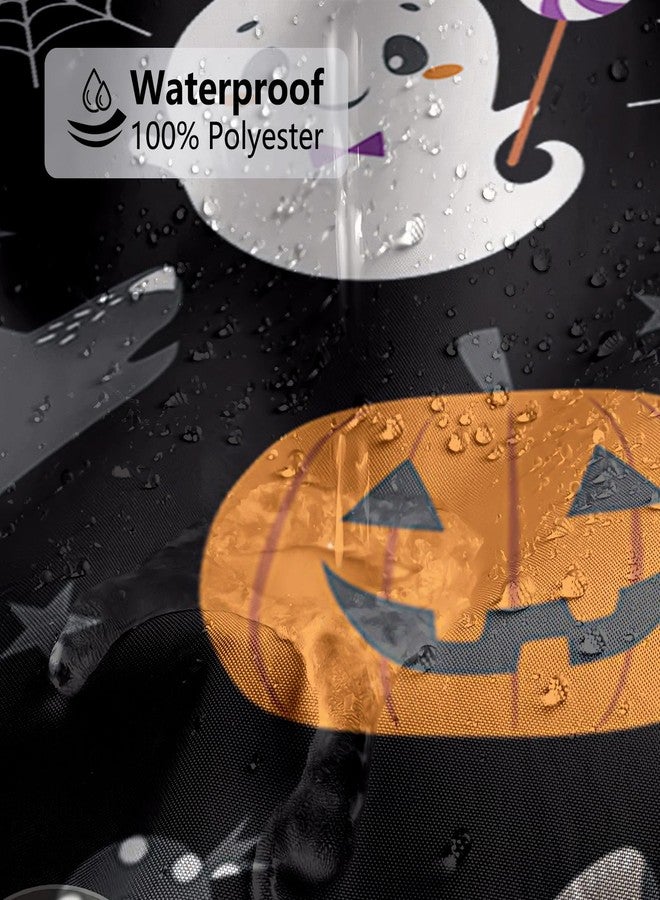 ميهوفوند ستارة حمام MEHOFOND Halloween Boo، ستارة حمام هالوين، جمجمة خفاش عنكبوت، ديكور أحواض استحمام، ستائر حمام من قماش البوليستر المتين القابل للغسل، 72 × 72 بوصة - Image 5