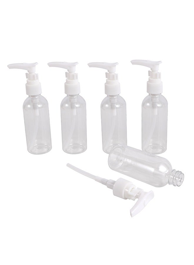 LAWAZIM Plastic Travel Lotion Bottle Set -5 Piece, 80ml- Clear Empty Refillable Pump Bottles with Clip-Lock -Ideal for Skincare Shampoo Essential Oil Hand Sanitizer Toiletries - for Travel and Home Use - Image 1