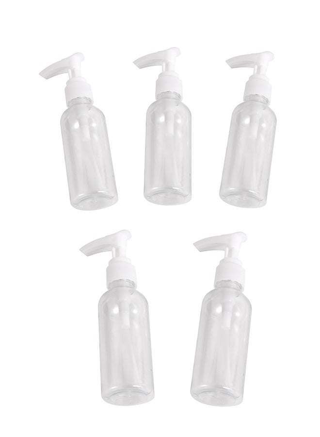 LAWAZIM Plastic Travel Lotion Bottle Set -5 Piece, 80ml- Clear Empty Refillable Pump Bottles with Clip-Lock -Ideal for Skincare Shampoo Essential Oil Hand Sanitizer Toiletries - for Travel and Home Use - Image 3
