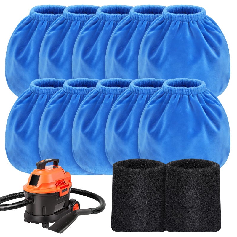 LINNIW 10 Pack VRC2 Cloth Filters for Vacmaster 1.5â€“3.2 Gallon Wet/Dry Vacuums, Compatible with Armor All 1.5 & 2.5 Gallon Shop Vac AA155, AA255, AA255W, Plus 2 Pack VFF21 Foam Filters for Wet Pick-Up - Image 1
