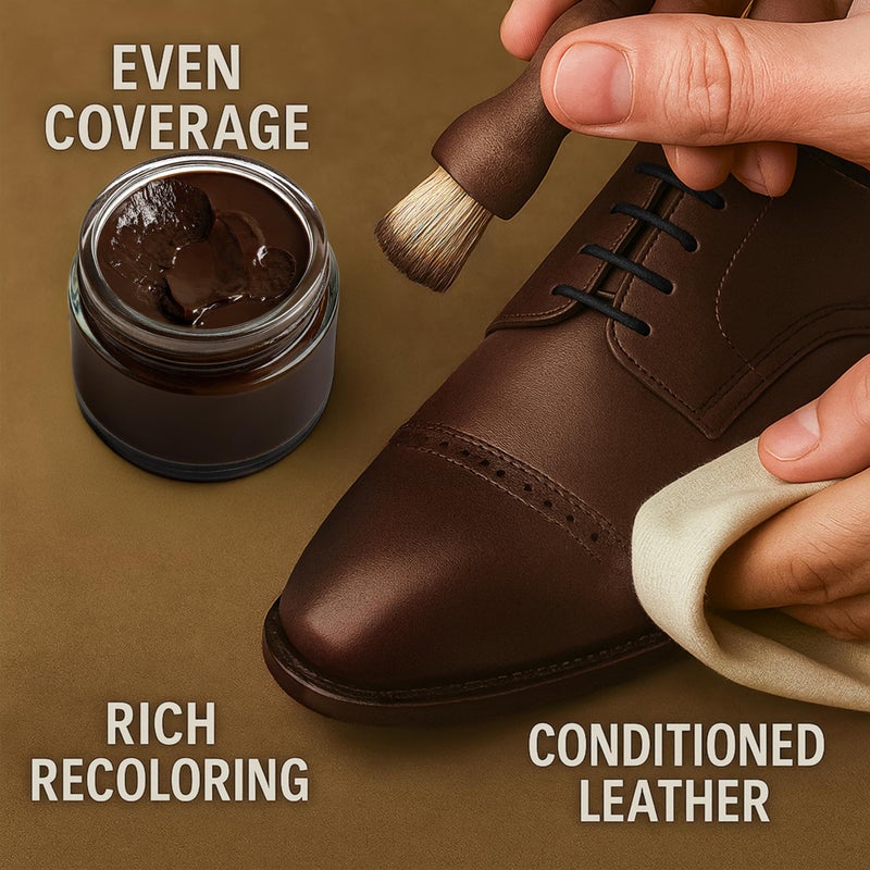 Eagle Shoe Cream Polish Kit Dark Brown â€“ 3 Piece Boot & Shoe Care Set with Carnauba Wax Cream, Applicator Brush & Shining Cloth | Protect, Restore & Condition Leather Shoes & Boots - Image 5