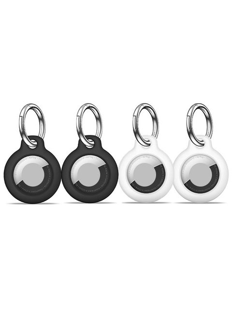4 Pieces Protective Secure Lock Compatible with AirTag Holder, Anti-Scratch Airtags Key Chain for Apple Air Tags, Airtag Accessories for GPS Item Finder Tracker, Black+White