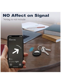 Hihonor 4 Pieces Protective Secure Lock Compatible with AirTag Holder, Anti-Scratch Airtags Key Chain for Apple Air Tags, Airtag Accessories for GPS Item Finder Tracker, Black+White  - Image 4