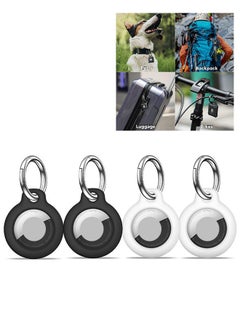 Hihonor 4 Pieces Protective Secure Lock Compatible with AirTag Holder, Anti-Scratch Airtags Key Chain for Apple Air Tags, Airtag Accessories for GPS Item Finder Tracker, Black+White  - Image 2