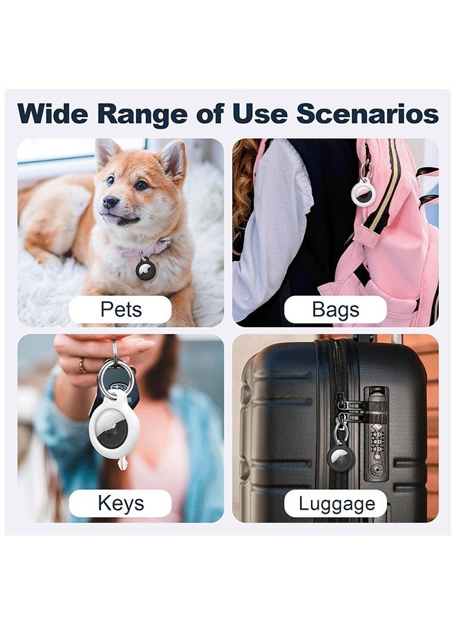 Hihonor - 4 Pieces Protective Secure Lock Compatible with AirTag Holder, Anti-Scratch Airtags Key Chain for Apple Air Tags, Airtag Accessories for GPS Item Finder Tracker, Black+White - Image 1
