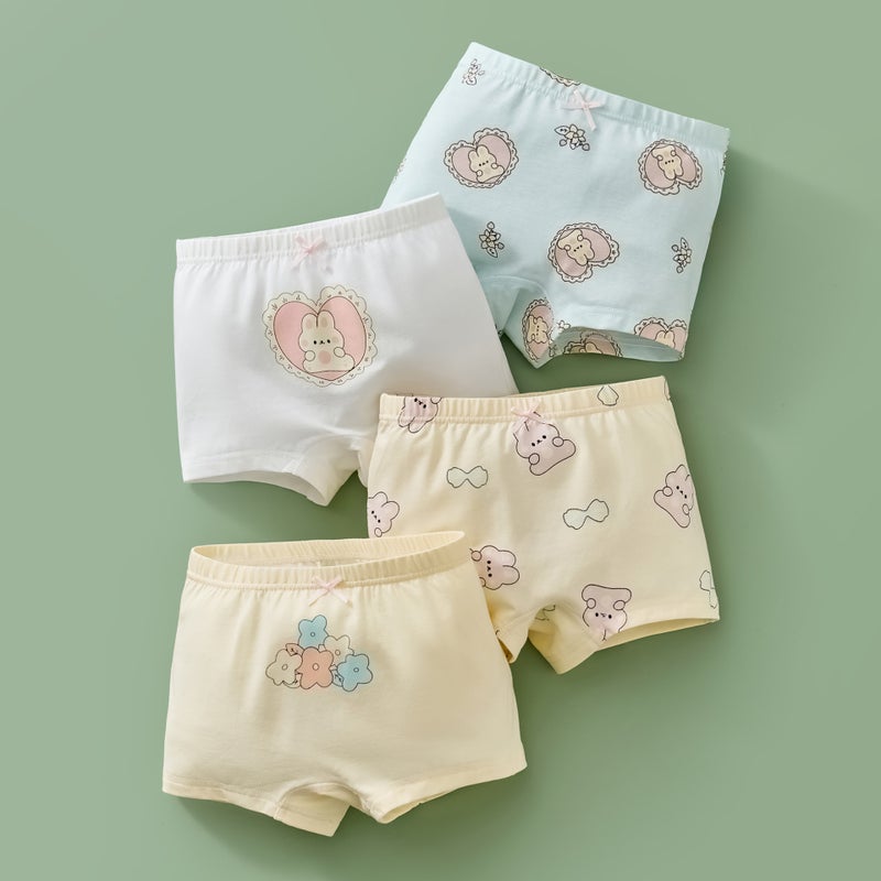 Girls Cotton Antibacterial Boxer Briefs Star bunny pj539 