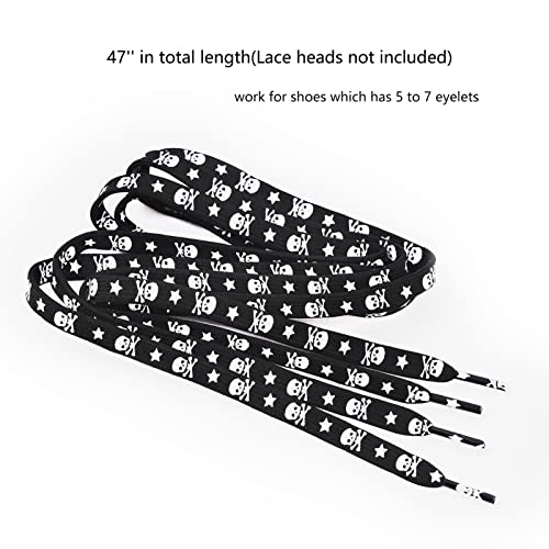 Xiazw 47" Cool Flat Women Men Shoelace Shoe Laces String,2 Pair Pack (Black) - Image 2